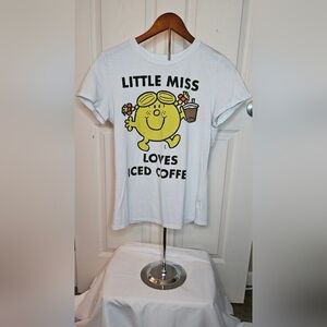 Little Miss Loves Iced Coffee Graphic Tee | White Short Sleeve T-Shirt - Size M